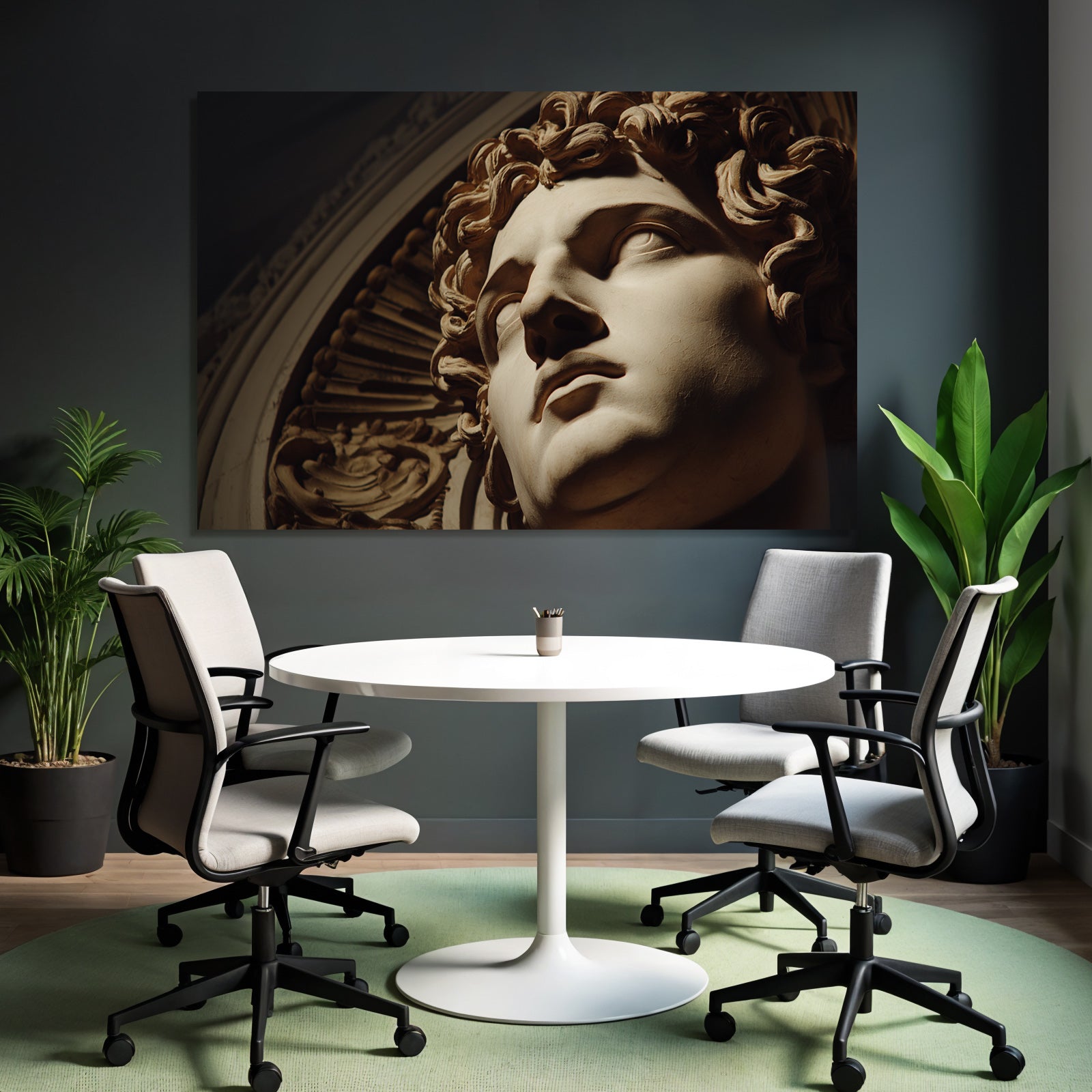 E Skulptur Portraet Mit Lockigem Haar