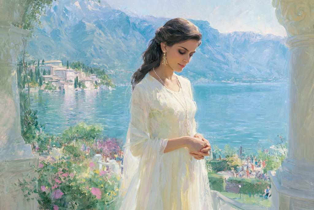 Friedliche Szene Frau Am Wasser Impressionistische Malerei | Klassisch | Einrichtungsstile
