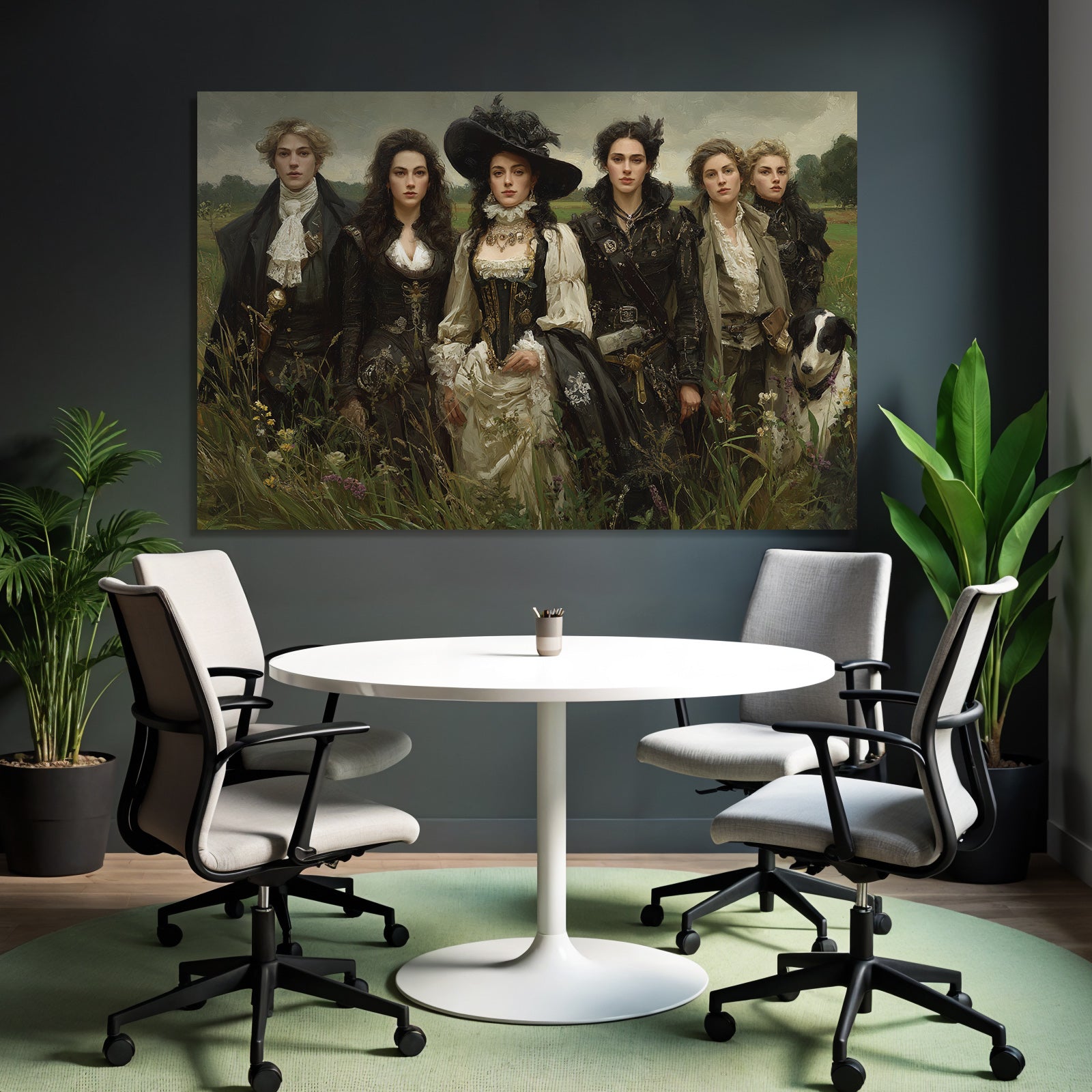 Gruppenbild Sieben Individuen Laendliche Umgebung Kameradschaft