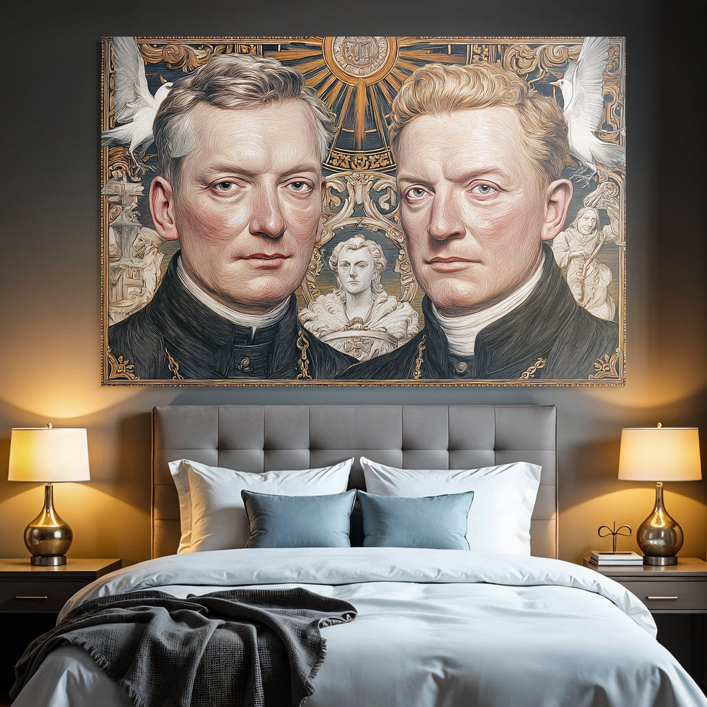 Historische Zeremonielle Personen Mit Sonnenschein Und Tauben Kunstwerk