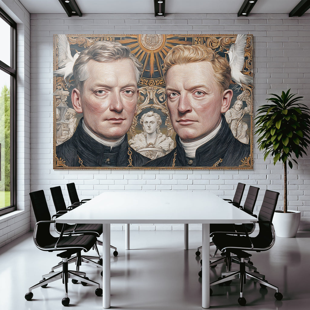 Historische Zeremonielle Personen Mit Sonnenschein Und Tauben Kunstwerk