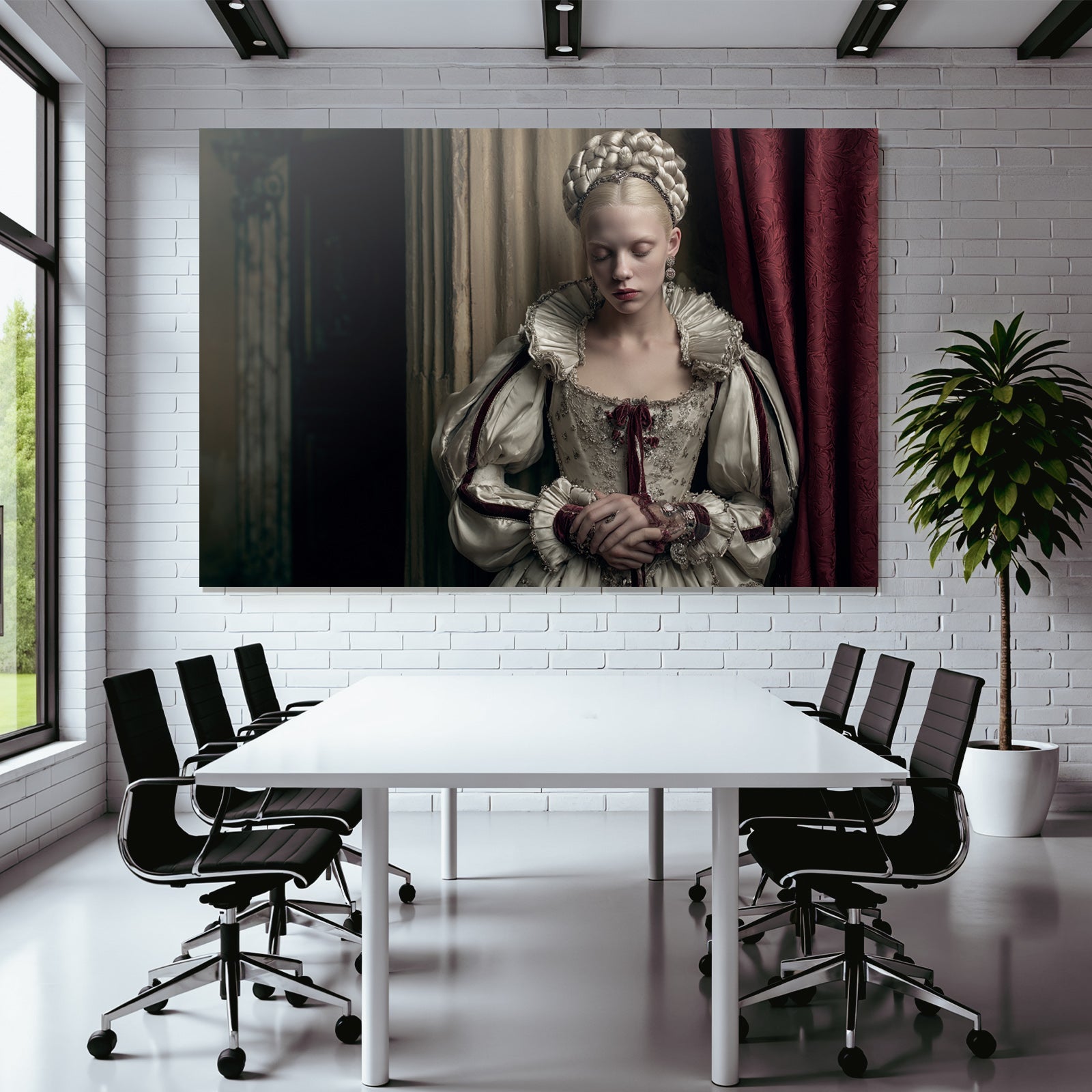 Jugendliche Frau Im Historischen Outfit Vor Historischem Hintergrund