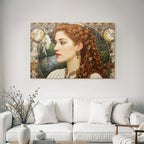 Junge Frau Portrait Hintergrund Pferd Blumen Muster