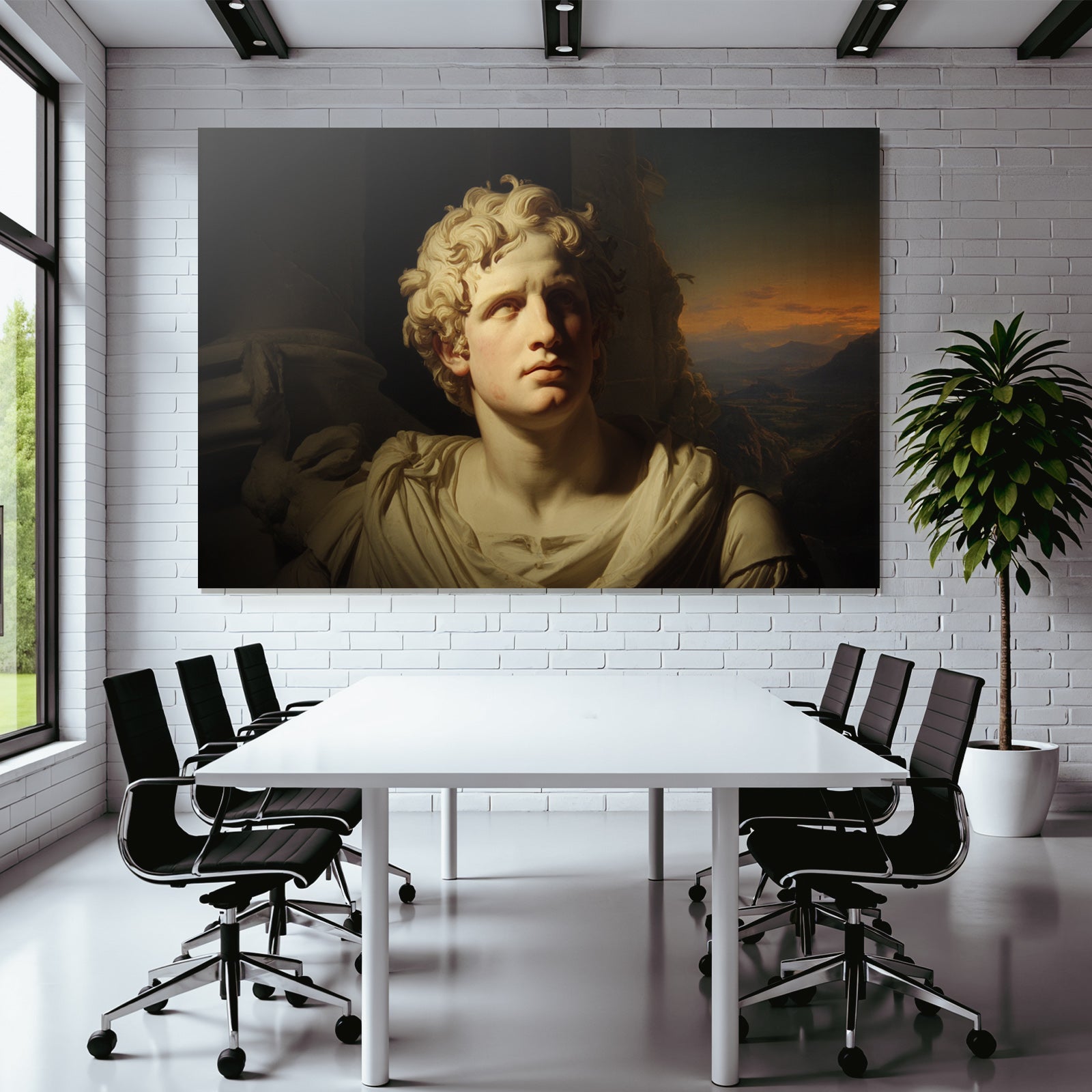 Junge Mann Bueste Curly Hair Skulptur Mit Hintergrund