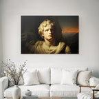 Junge Mann Bueste Curly Hair Skulptur Mit Hintergrund