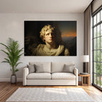 Junge Mann Bueste Curly Hair Skulptur Mit Hintergrund