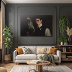Junger Mann Mit Pferd Formelles Anzug Vintage Portrait