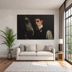 Junger Mann Mit Pferd Formelles Anzug Vintage Portrait