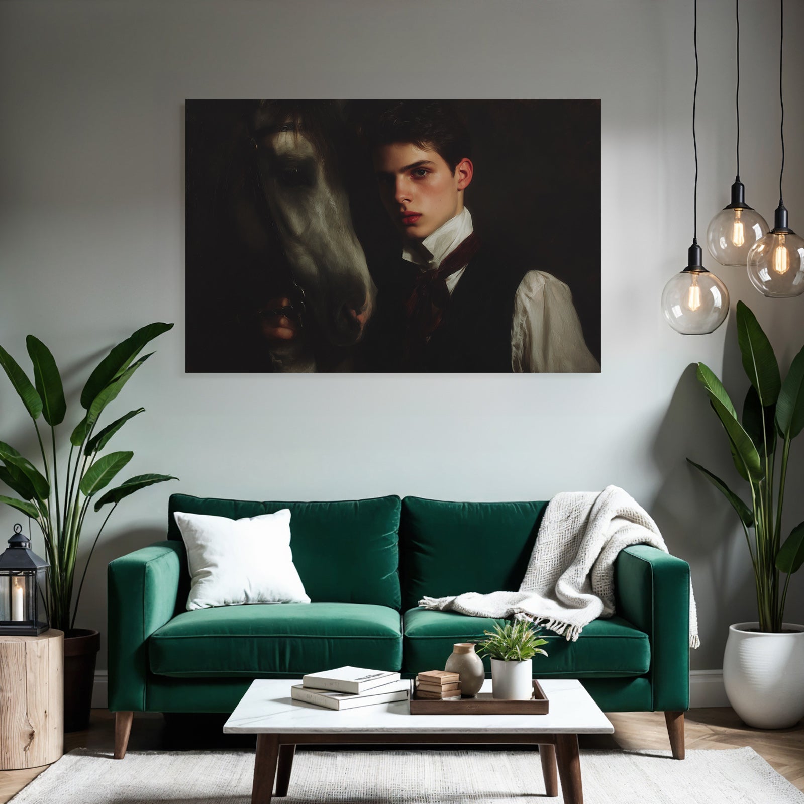 Junger Mann Mit Pferd Formelles Anzug Vintage Portrait