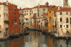 Kanal Venezianische Architektur Gondeln Malerei | Klassisch | Einrichtungsstile