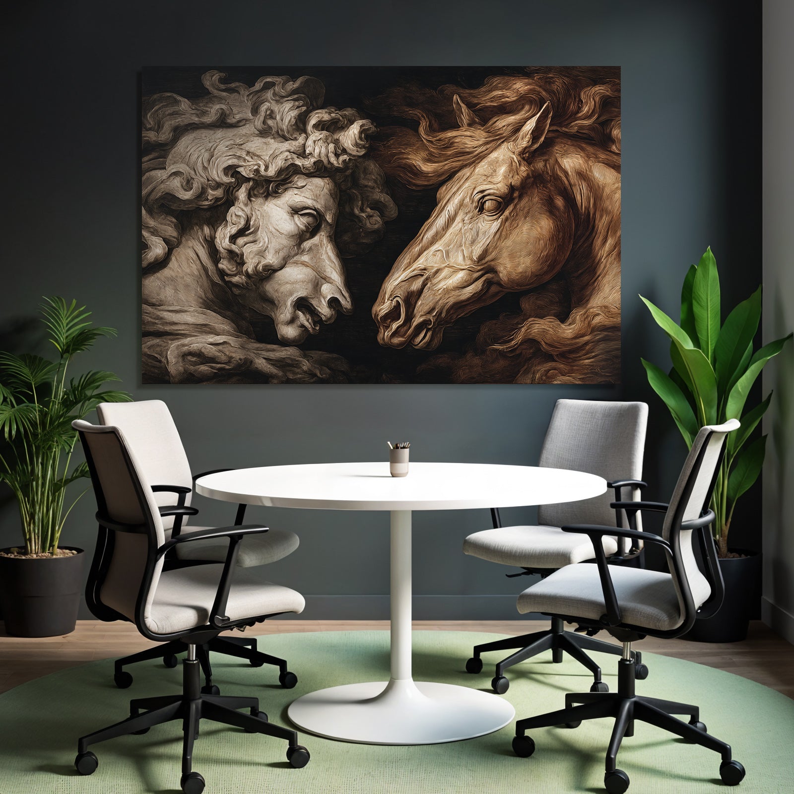Kuenstlerische Darstellung Von Mann Und Pferd Gestaltung Und Themen In Der Kunst