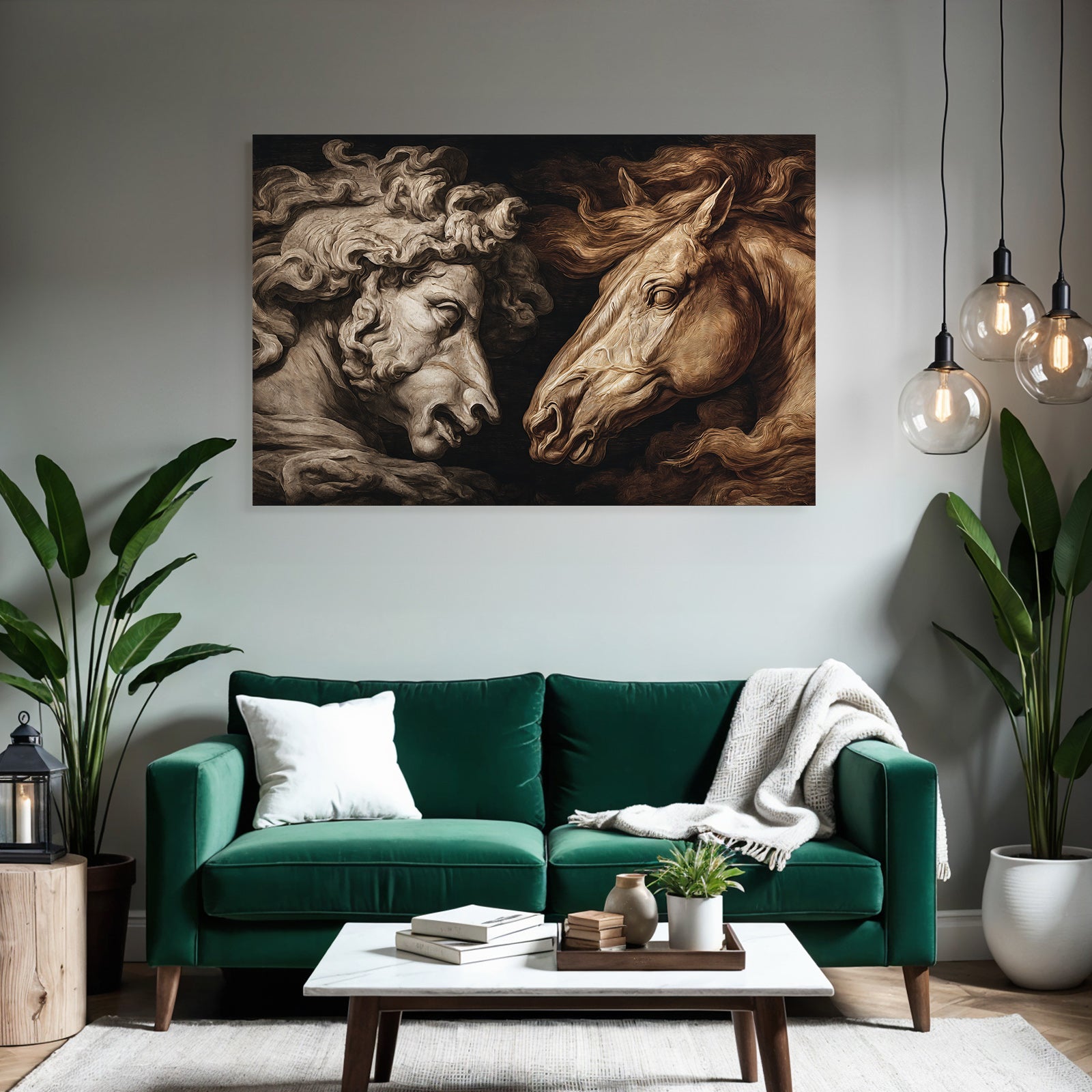 Kuenstlerische Darstellung Von Mann Und Pferd Gestaltung Und Themen In Der Kunst