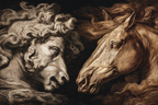 Kuenstlerische Darstellung Von Mann Und Pferd Gestaltung Und Themen In Der Kunst | Klassisch | Einrichtungsstile