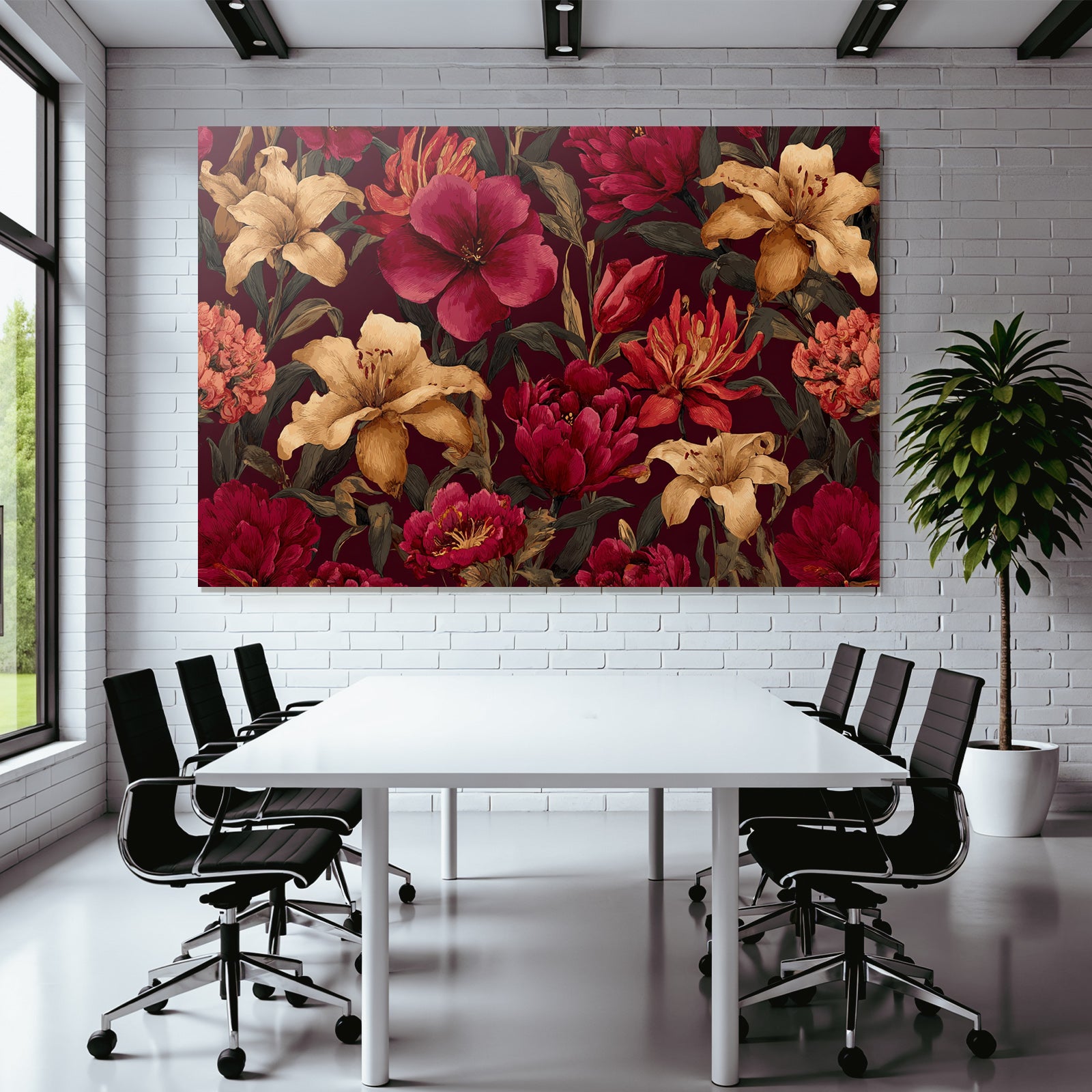 Lebendige Blumendekoration Mit Dunklem Hintergrund