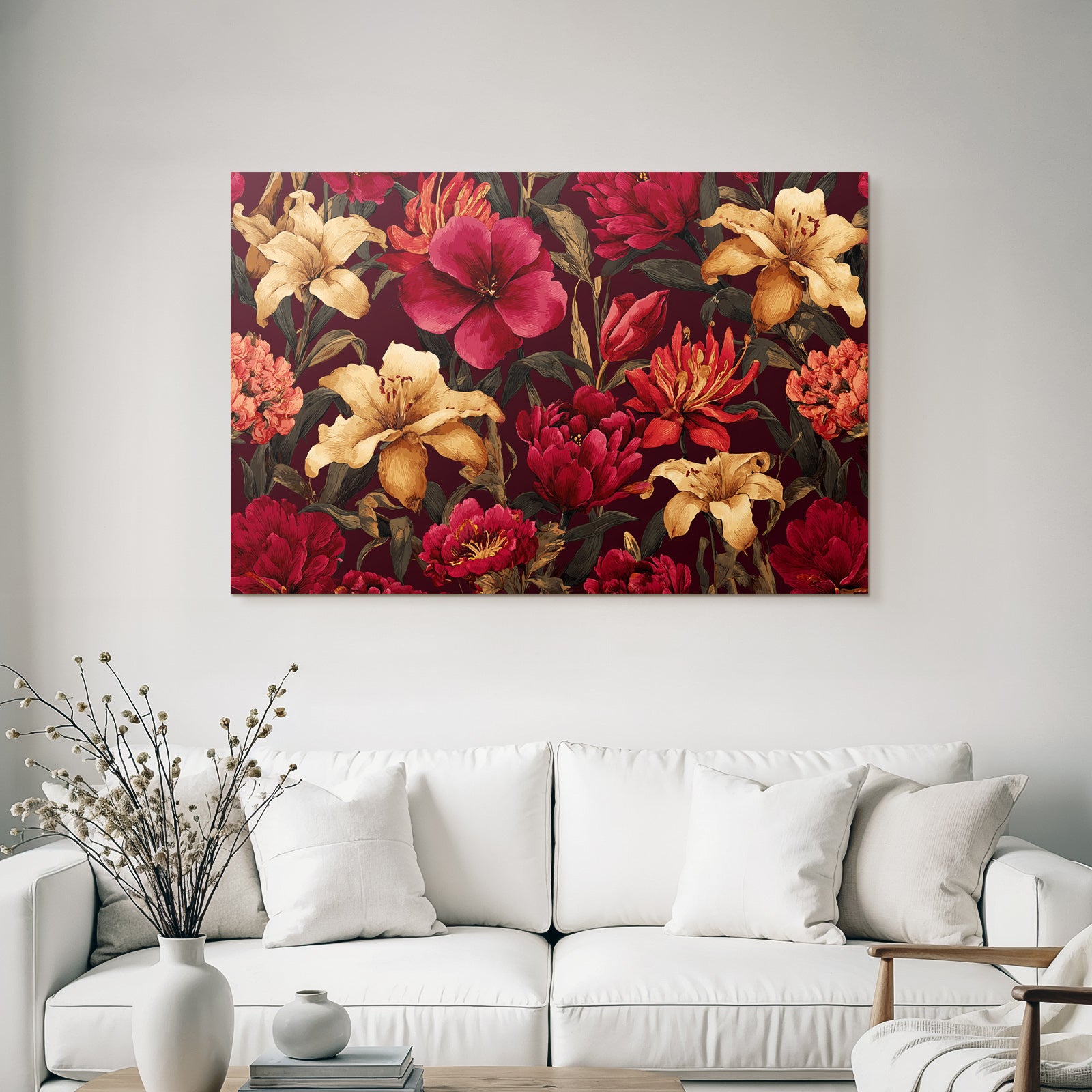 Lebendige Blumendekoration Mit Dunklem Hintergrund