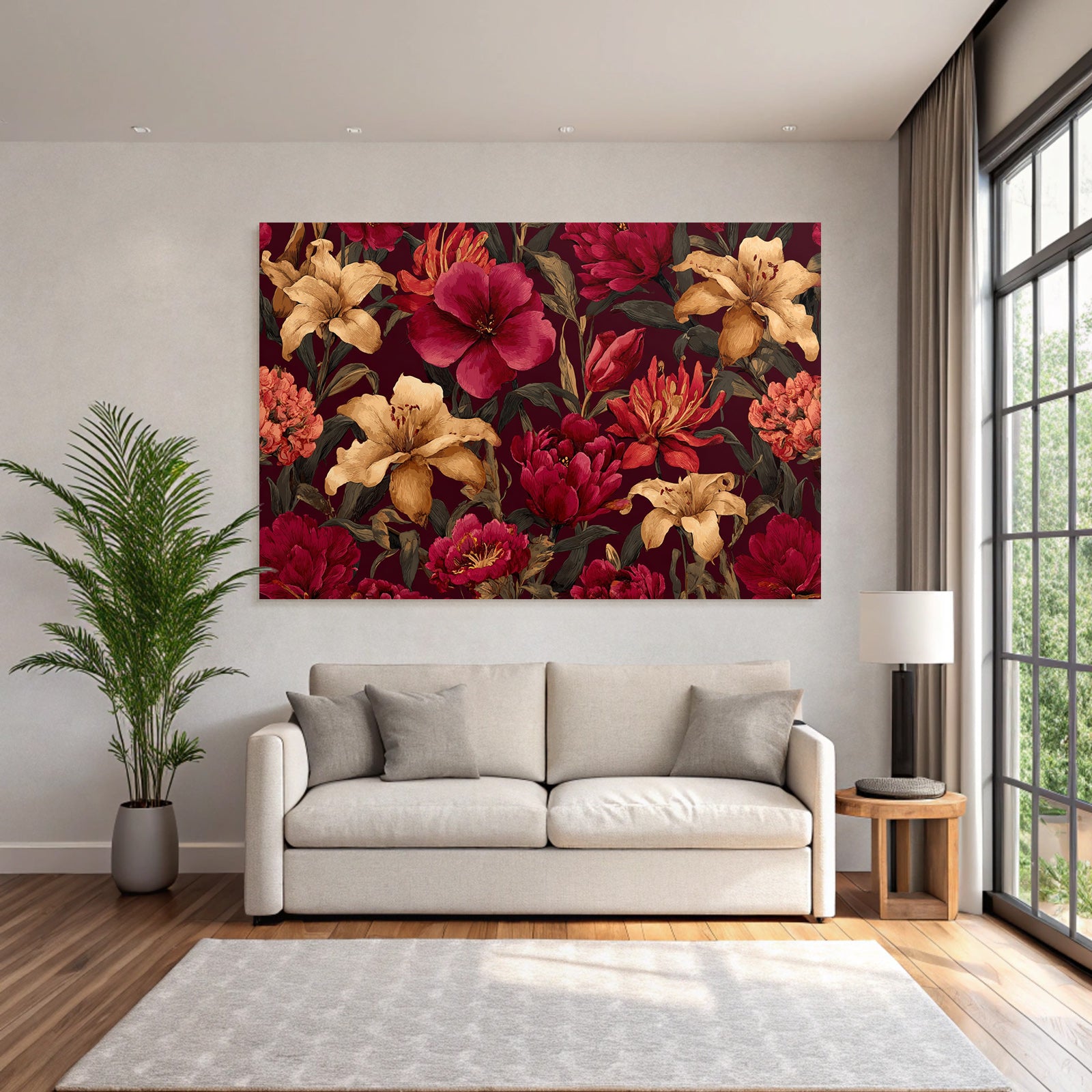 Lebendige Blumendekoration Mit Dunklem Hintergrund