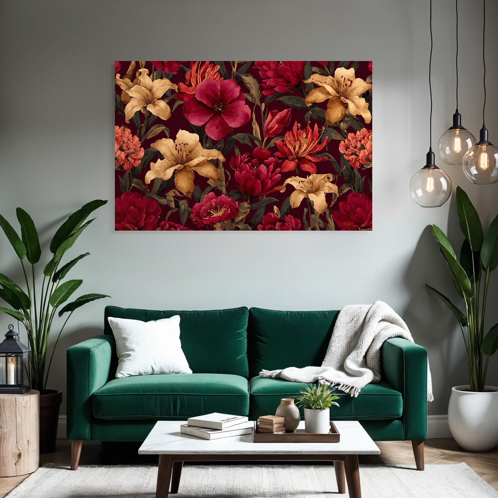 Lebendige Blumendekoration Mit Dunklem Hintergrund