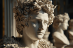 Marmor Buste Antike Figuren Mit Blumenkronen Im Architektonischen Hintergrund | Klassisch | Einrichtungsstile