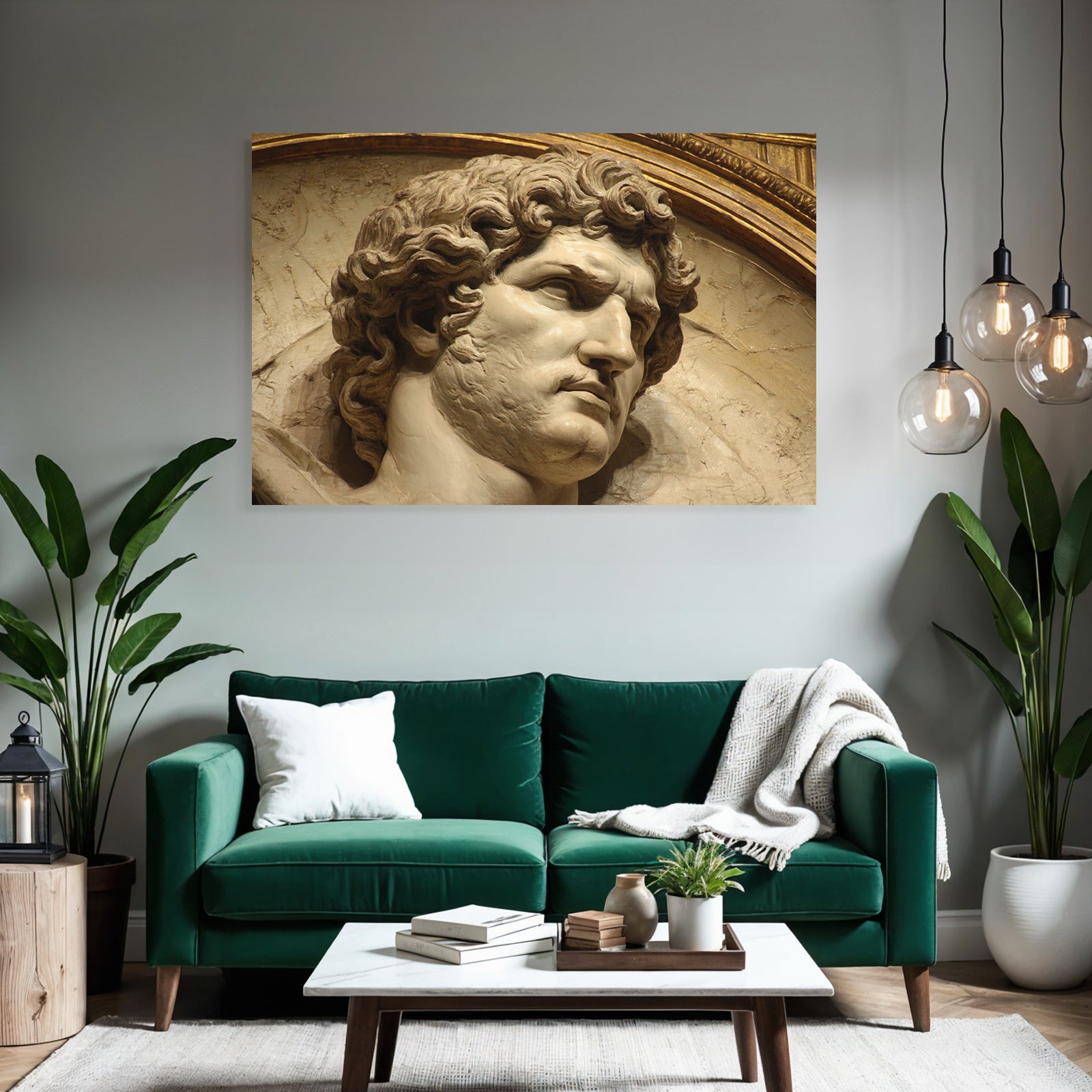 Marmorskulptur Bust Mit Lockigem Haar Starker Gesichtsausdruck