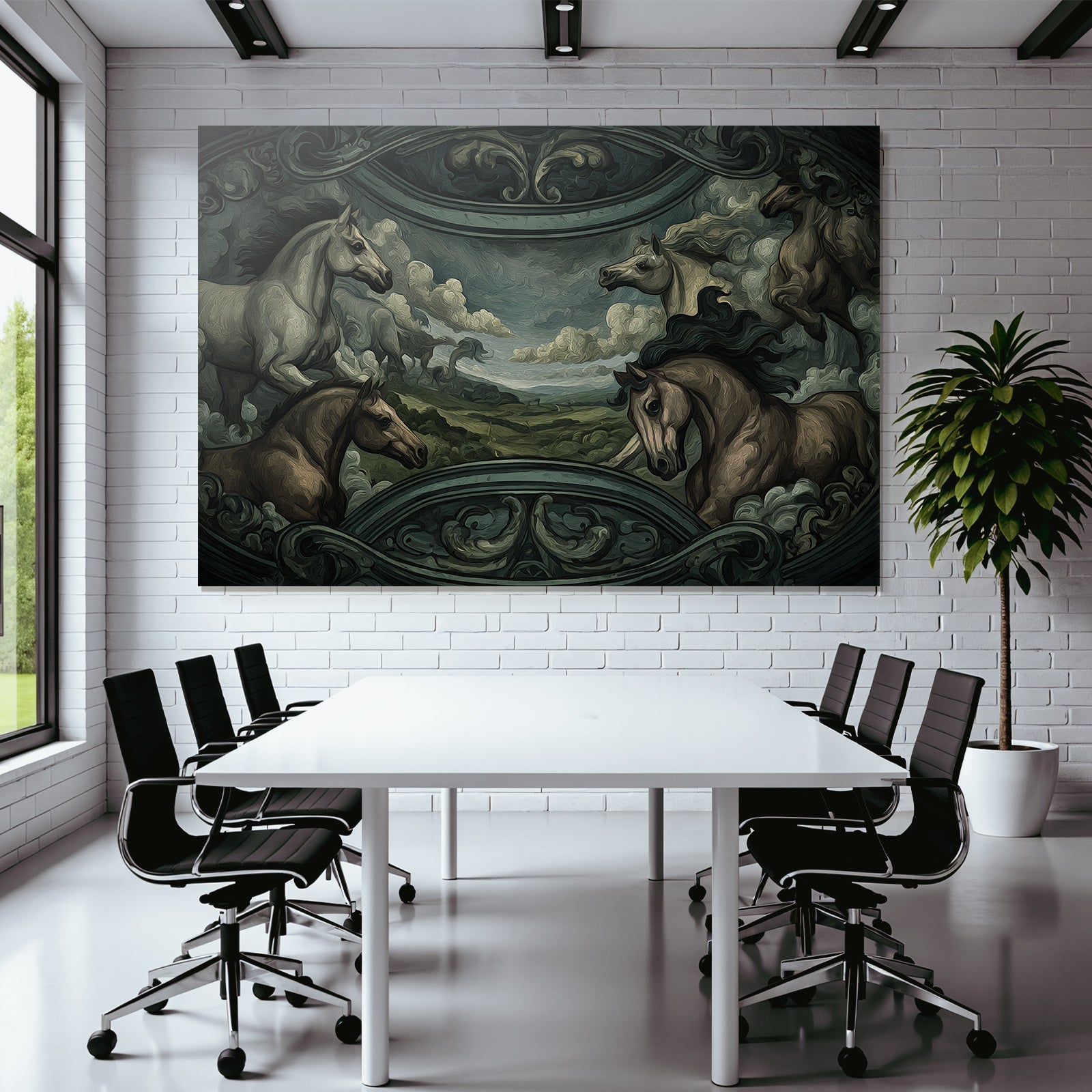 Mehrere Pferde In Einer Wolkigen Landschaft Painting