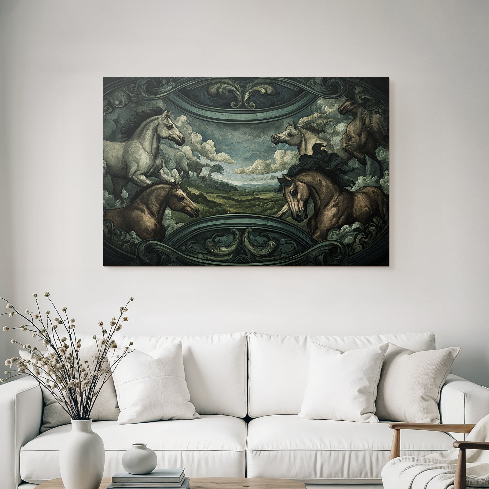 Mehrere Pferde In Einer Wolkigen Landschaft Painting