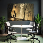 Moody Street Scene Regnerischer Tag Mit Silhouette Und Lampen Post