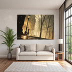 Moody Street Scene Regnerischer Tag Mit Silhouette Und Lampen Post