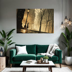 Moody Street Scene Regnerischer Tag Mit Silhouette Und Lampen Post