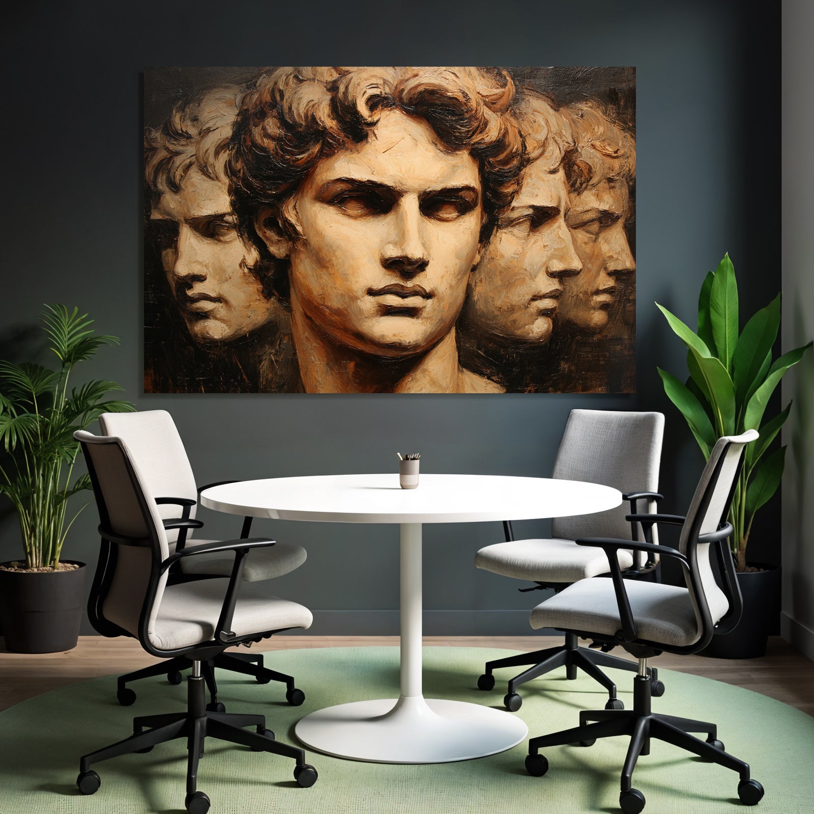 Multiple Gesichter Kunstwerk Identitaet Introspektion