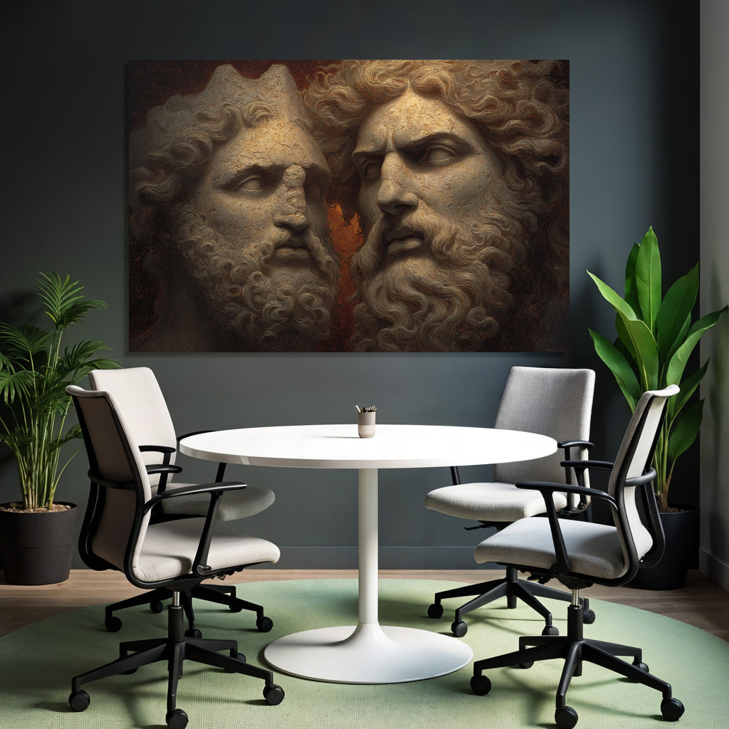Mythologische Steinhaeupter Kunstwerk
