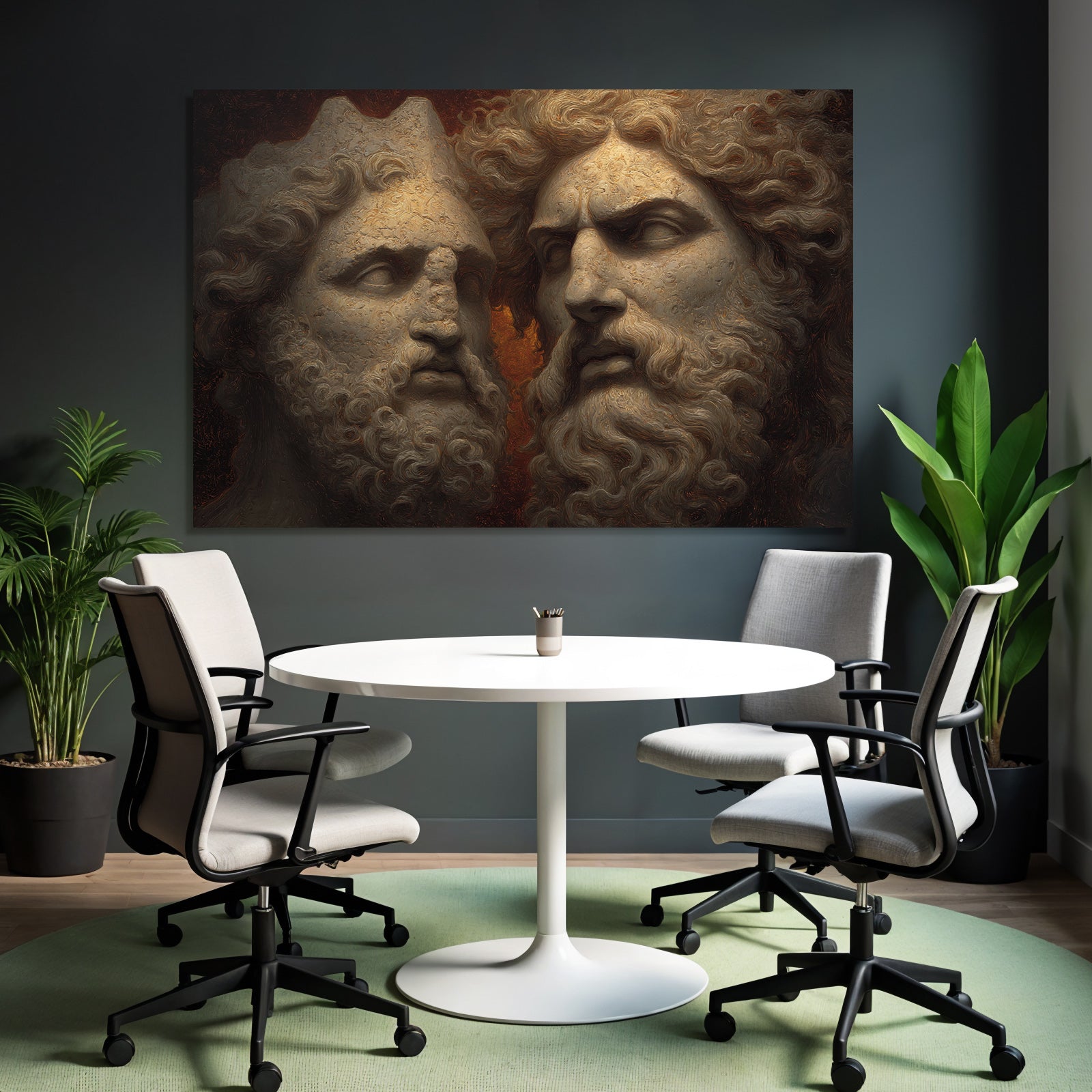 Mythologische Steinhaeupter Kunstwerk