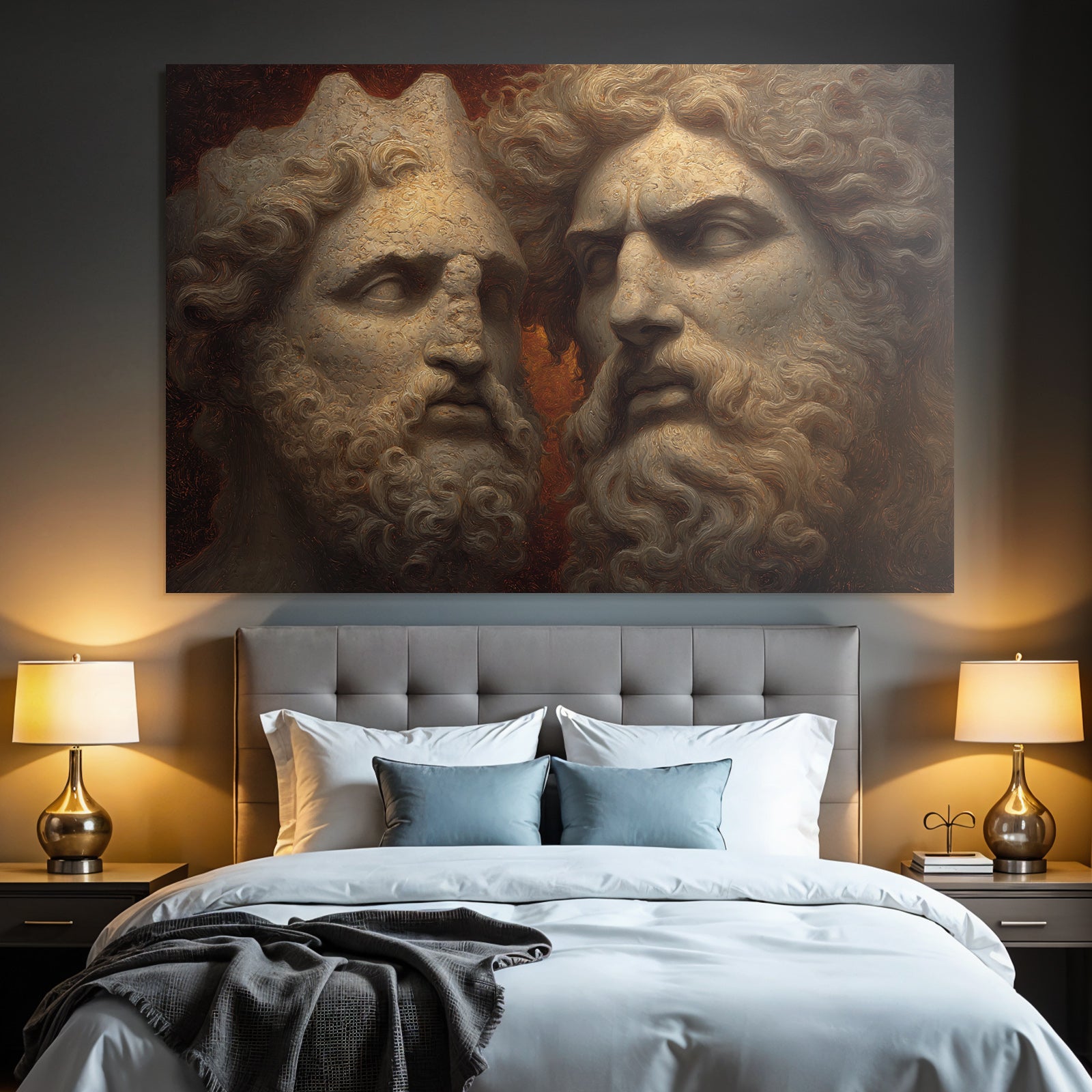 Mythologische Steinhaeupter Kunstwerk