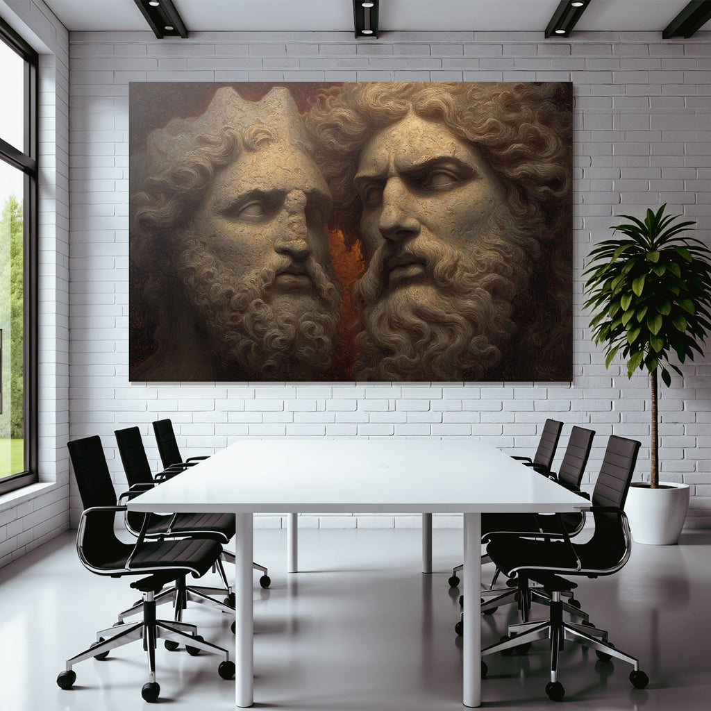 Mythologische Steinhaeupter Kunstwerk