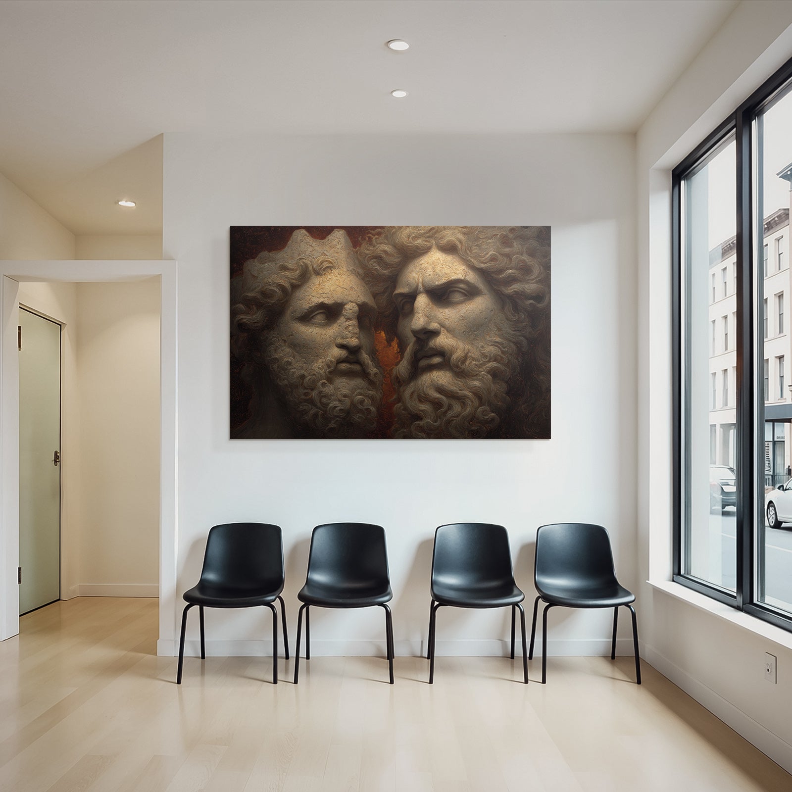 Mythologische Steinhaeupter Kunstwerk