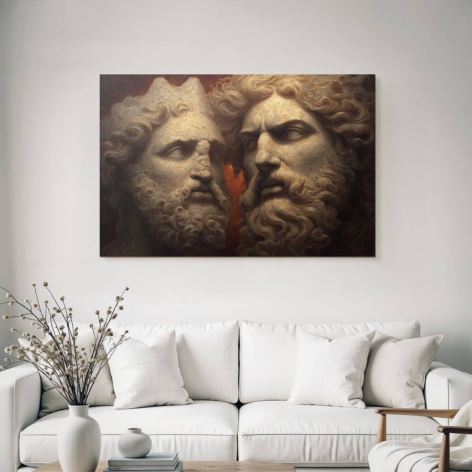 Mythologische Steinhaeupter Kunstwerk