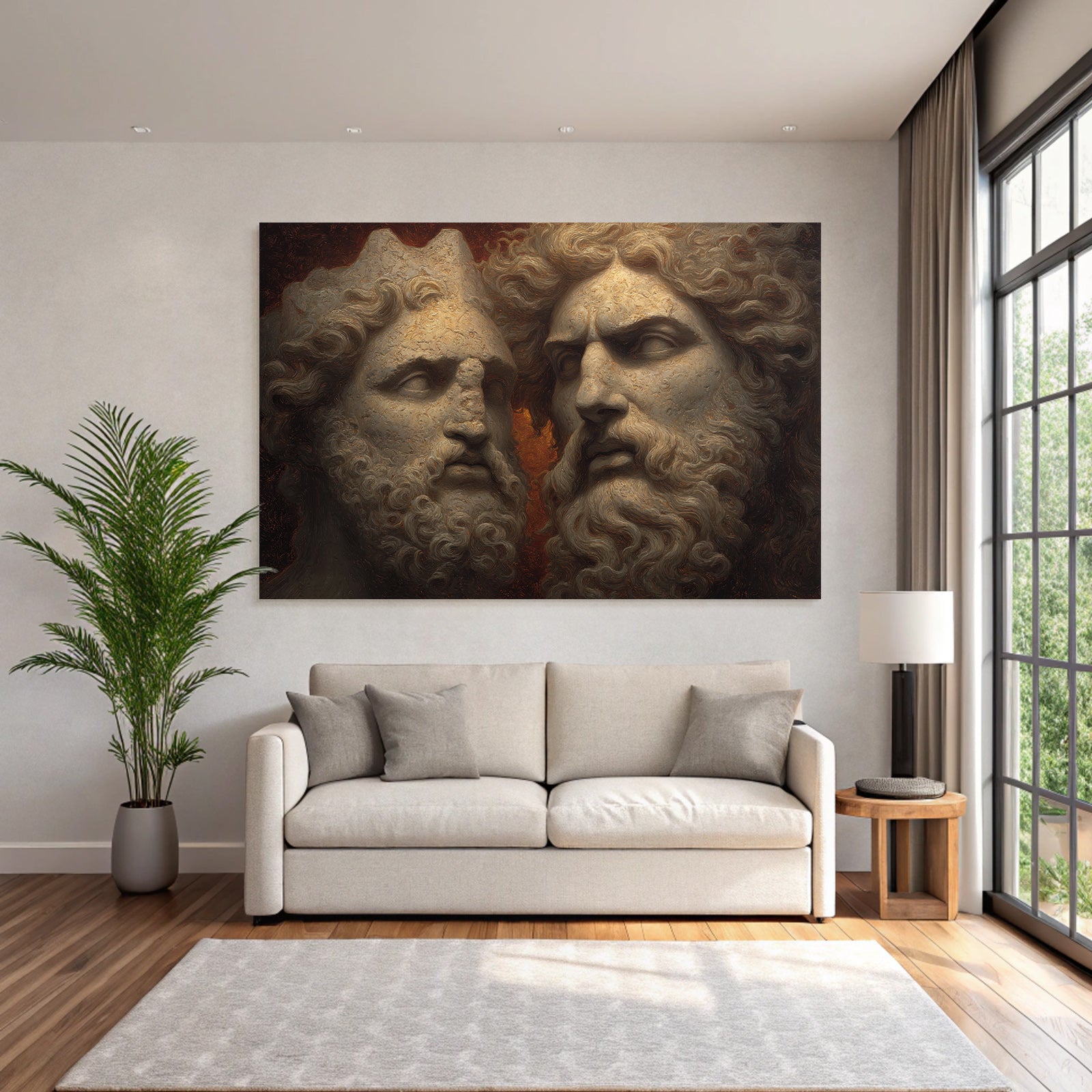 Mythologische Steinhaeupter Kunstwerk
