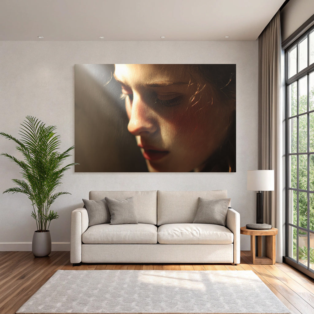 Nahaufnahme Portraet Person Stimmungsvolle Beleuchtung.texturn Harmonie