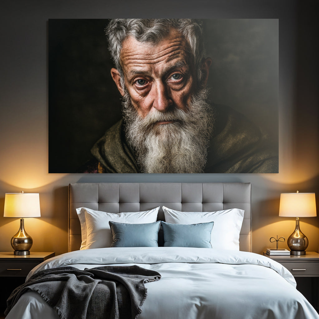 Naheaufnahme Portrait Eines Aelteren Mannes Mit Bart Und Aussagekraeftigen Zuegen