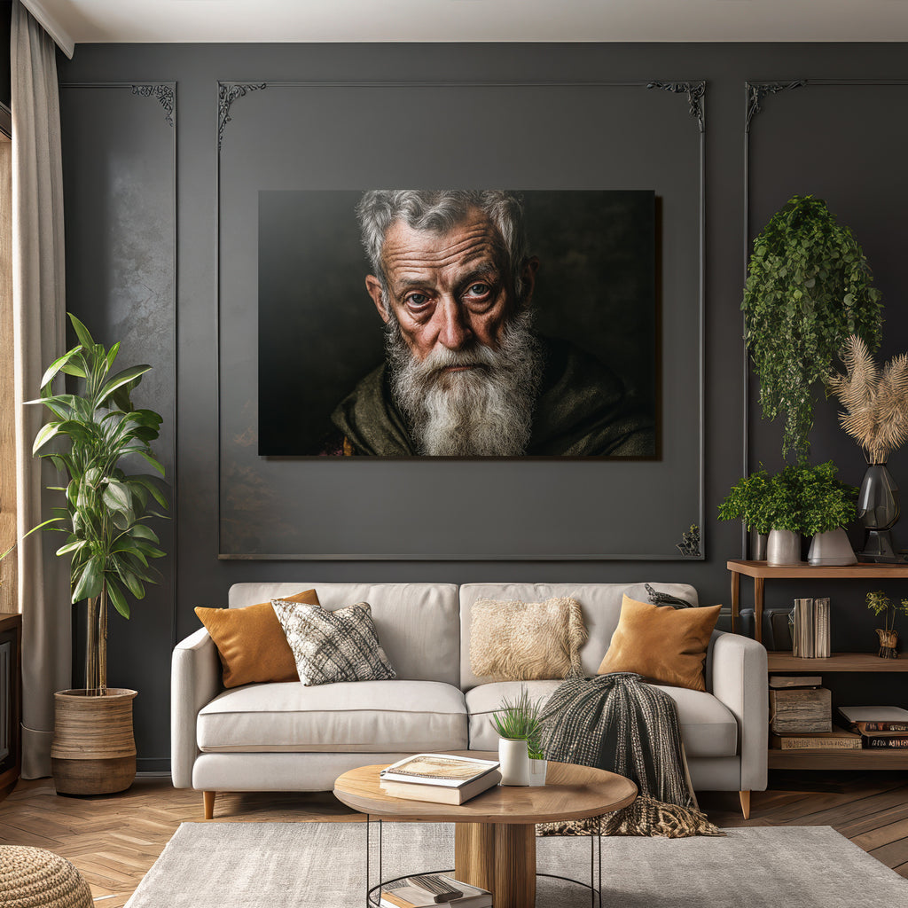 Naheaufnahme Portrait Eines Aelteren Mannes Mit Bart Und Aussagekraeftigen Zuegen