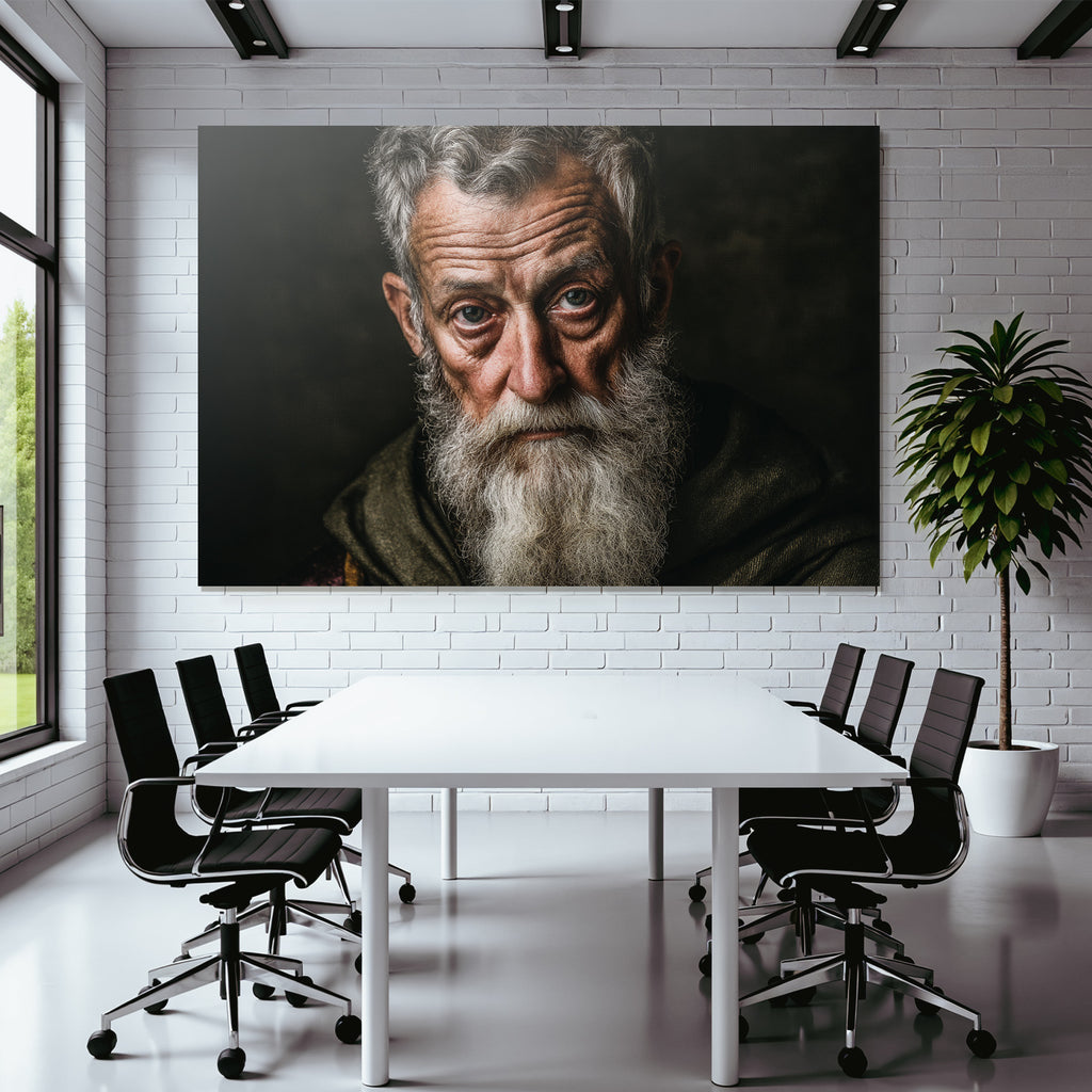 Naheaufnahme Portrait Eines Aelteren Mannes Mit Bart Und Aussagekraeftigen Zuegen