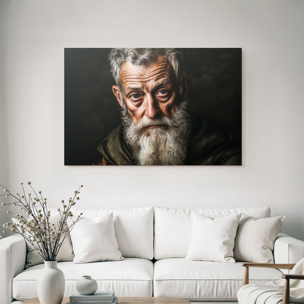 Naheaufnahme Portrait Eines Aelteren Mannes Mit Bart Und Aussagekraeftigen Zuegen