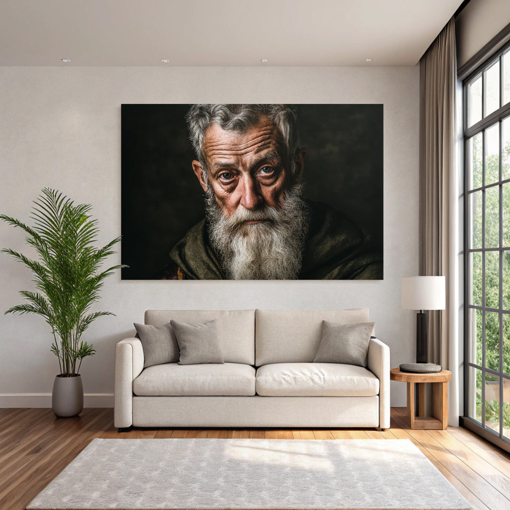 Naheaufnahme Portrait Eines Aelteren Mannes Mit Bart Und Aussagekraeftigen Zuegen