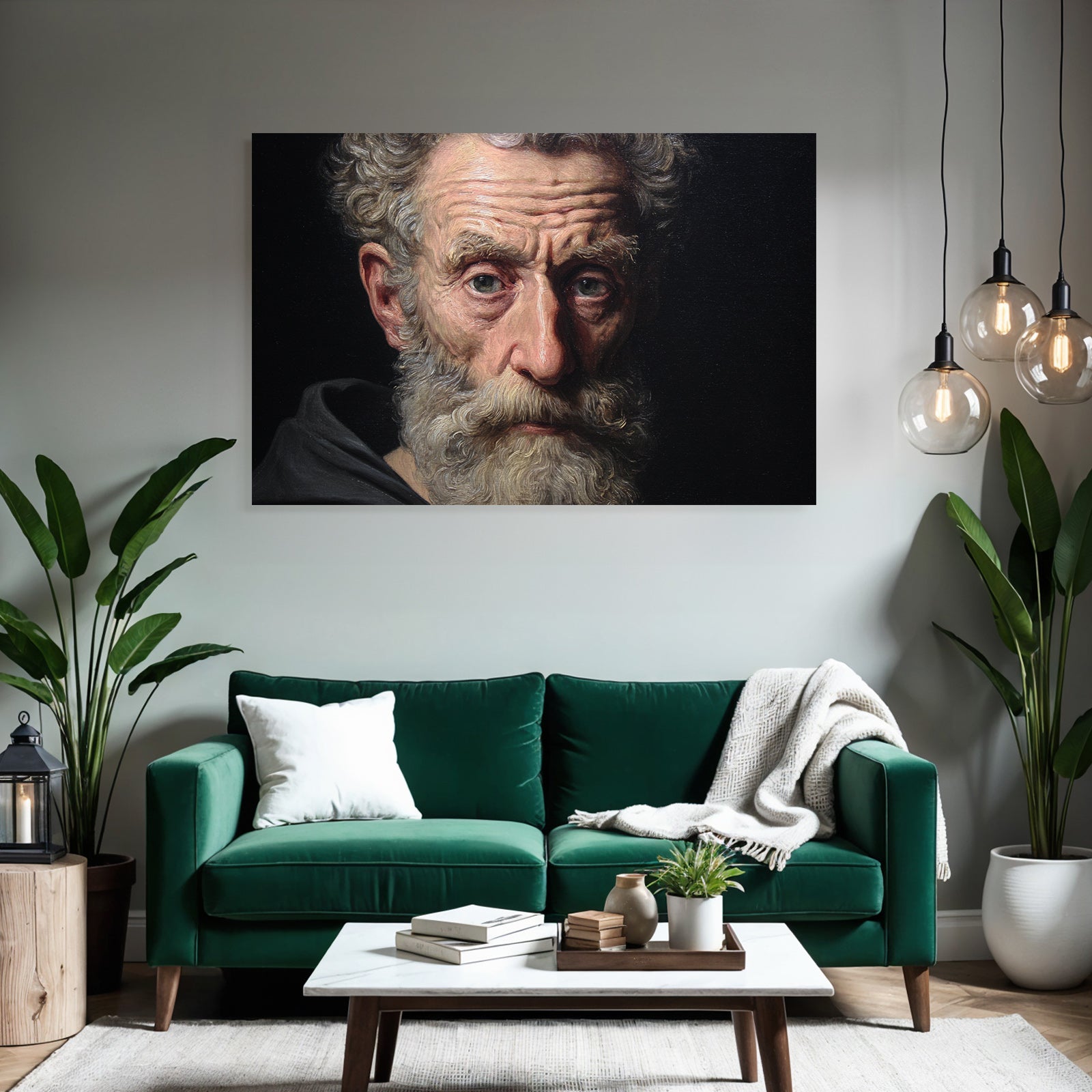 Naheaufnahme Portrait Eines Aelteren Mannes Mit Bart Und Intensivem Ausdruck