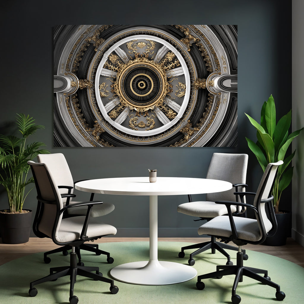 Ornate Decke Design Gold Silber Zentrale Motivation E Architektur