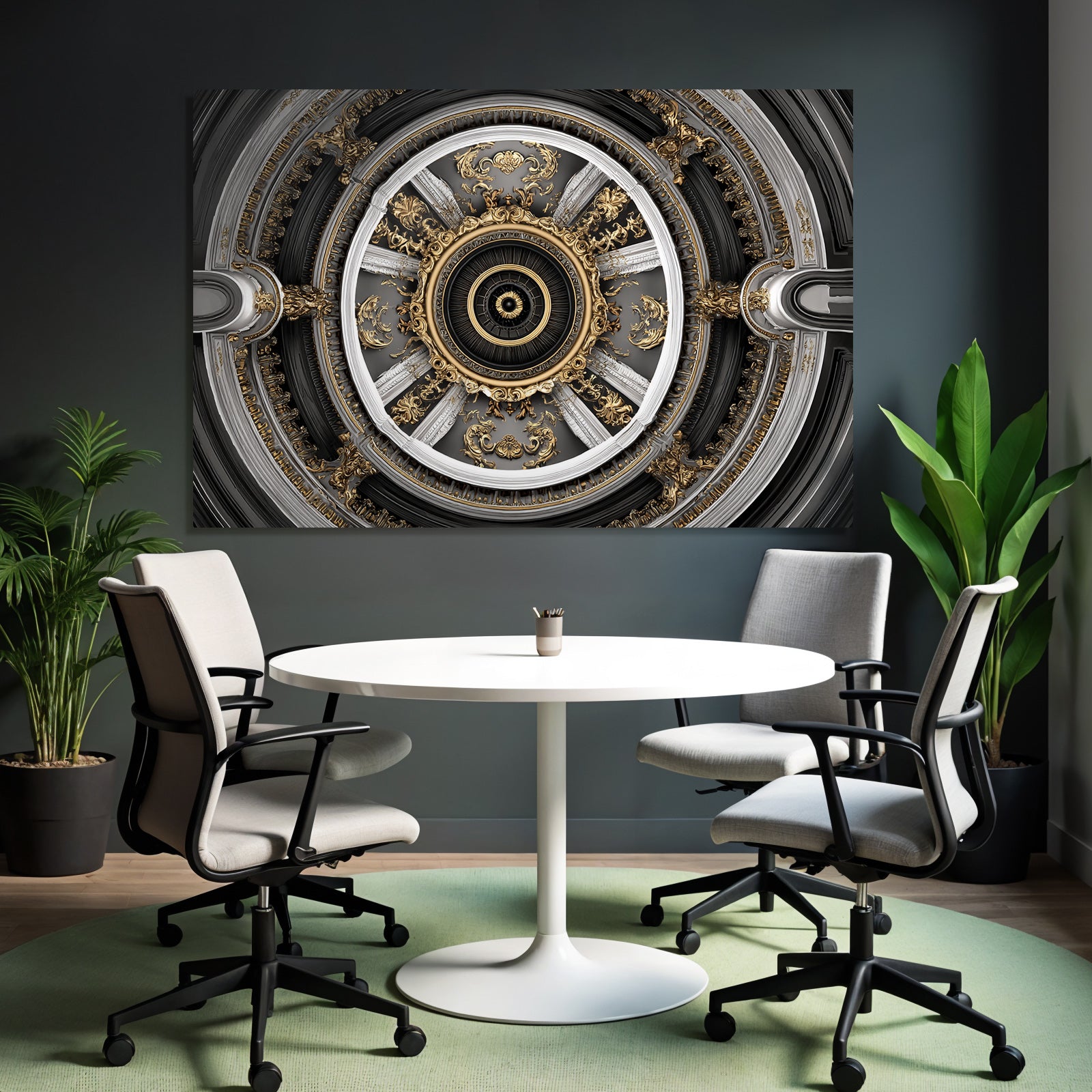 Ornate Decke Design Gold Silber Zentrale Motivation E Architektur