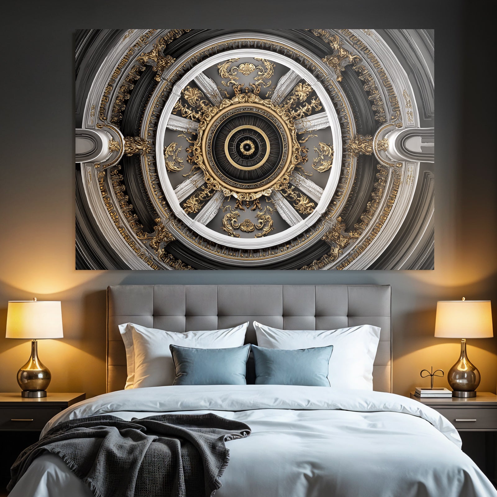 Ornate Decke Design Gold Silber Zentrale Motivation E Architektur