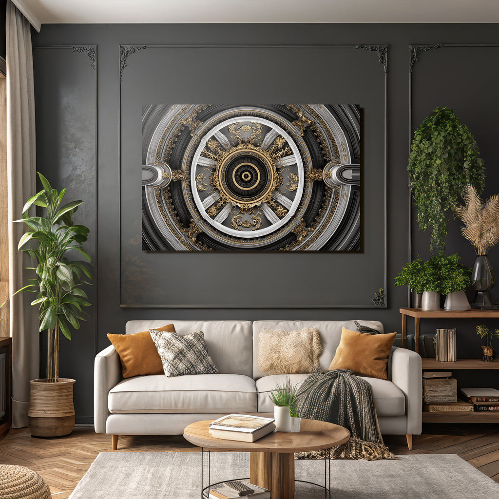 Ornate Decke Design Gold Silber Zentrale Motivation E Architektur