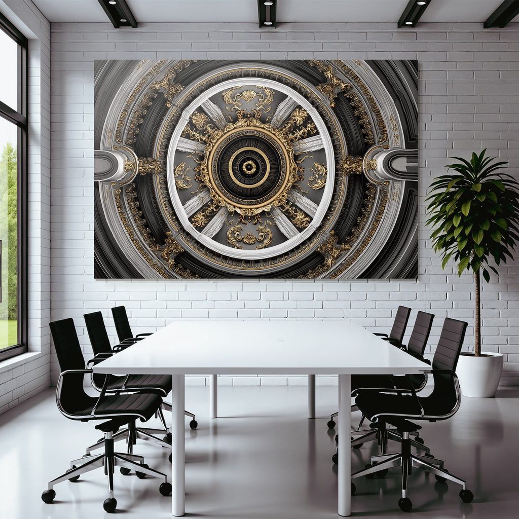 Ornate Decke Design Gold Silber Zentrale Motivation E Architektur