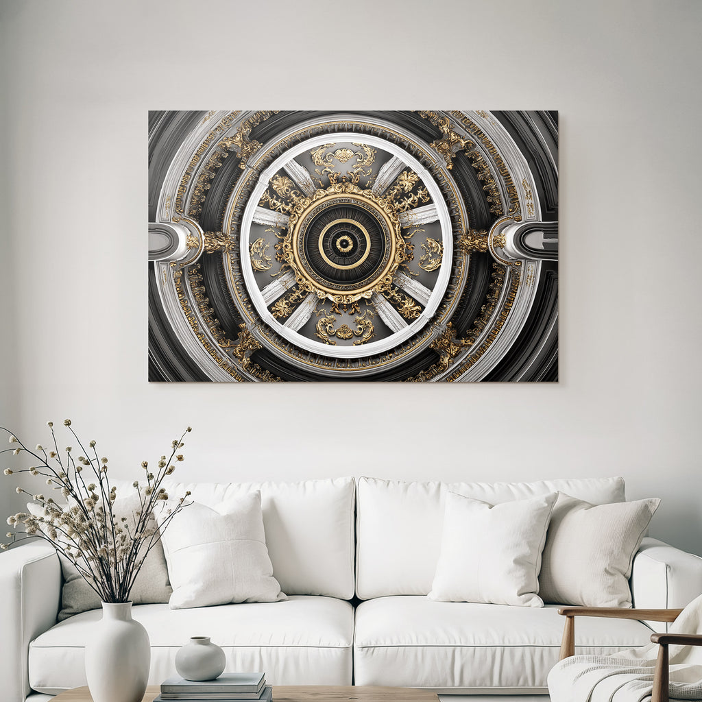 Ornate Decke Design Gold Silber Zentrale Motivation E Architektur