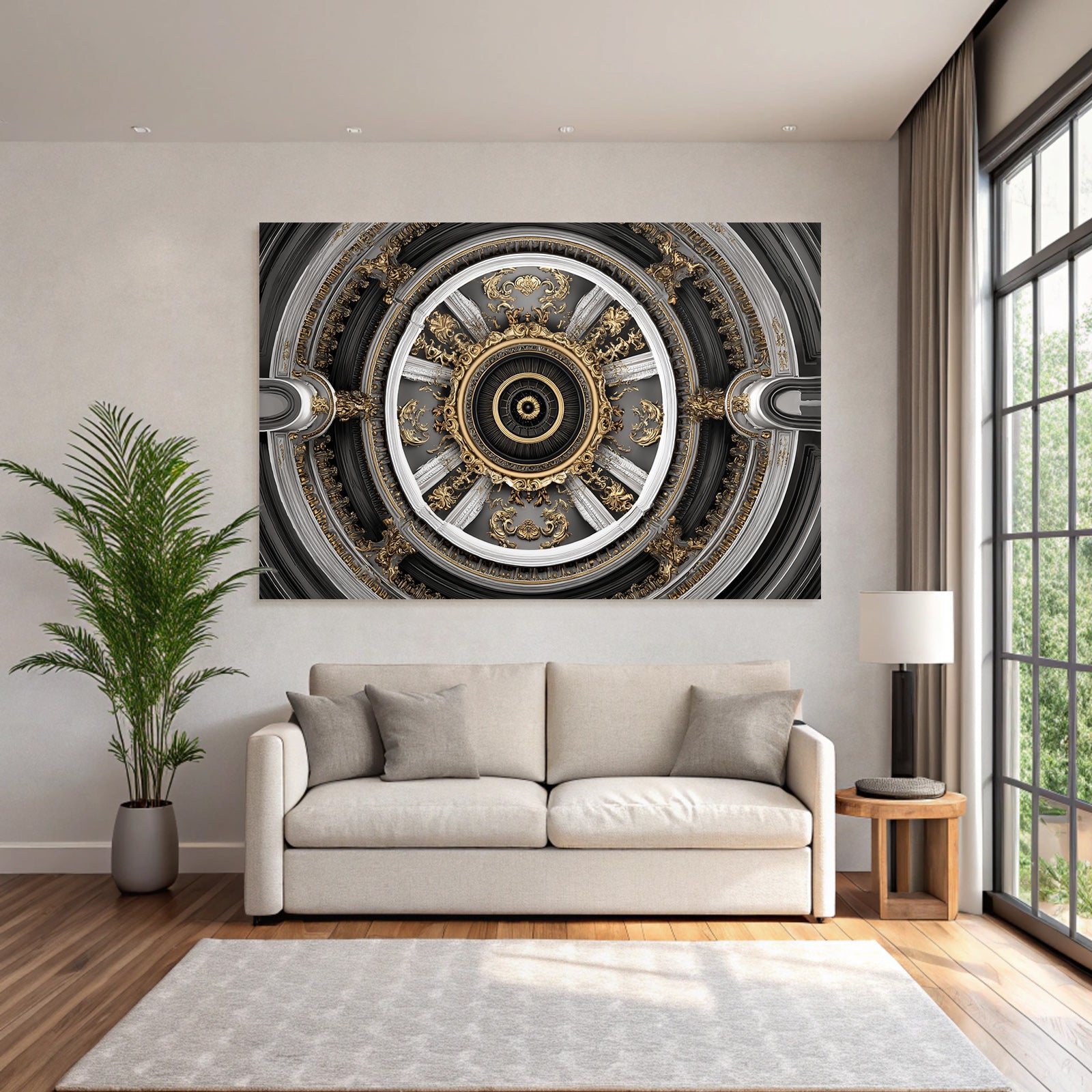 Ornate Decke Design Gold Silber Zentrale Motivation E Architektur